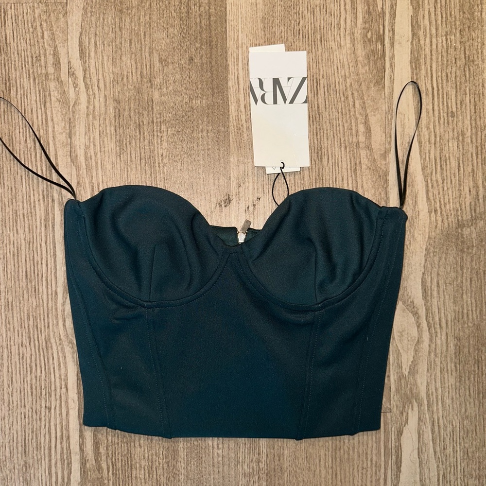 Zara Dark Teal Bustier Top
